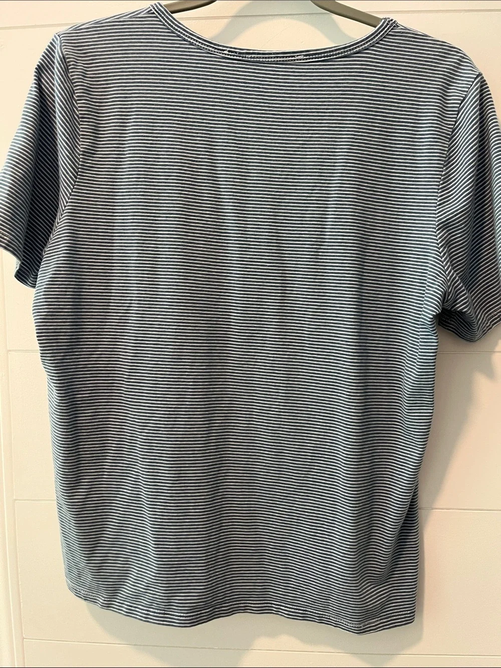 Cyrus Navy and White Micro-Stripe Short Sleeve Tee